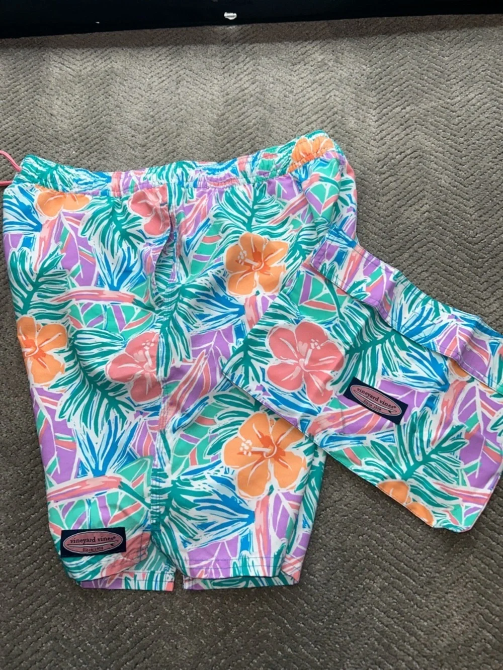 Vineyard Vines Kids Floral Swim Trunks. Faded Look, Size XL (18) Chappy Swim
